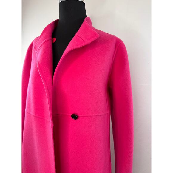 Linda Allard Ellen Tracy Bright Pink Walker Coat Wool Casual Mock Neck Size 10 - Picture 4 of 7